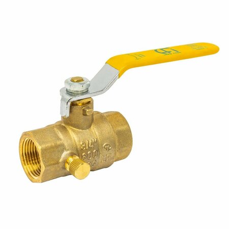 THRIFCO PLUMBING 3/4 Inch FIP Brass Ball Valve with Stop & Waste 6414023